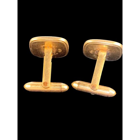 Vintage Correct Quality Gold Tone Cufflinks With Etched Flower Designs (743) - Picture 2 of 3